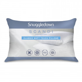 Snuggledown Scandinavian Hollowfibre Medium Support Back Sleeper Pillow, 2 Pack